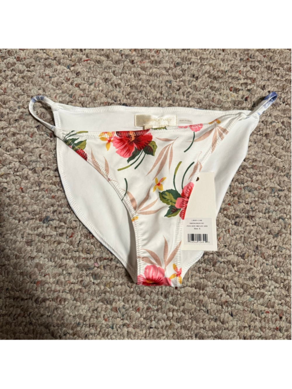 NWT LOVESHACKFANCY Habina Bikini Bottom Poolside Breeze Mix- Size Small